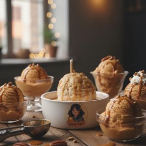 Bougie boule de glace caramel