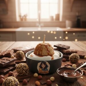 Bougie boule de glace chocolat